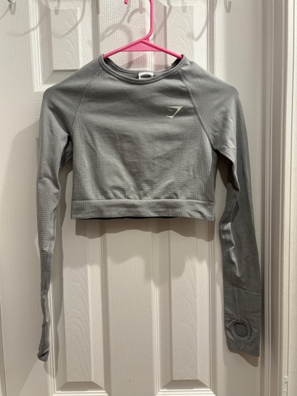 Gymshark Light Grey Vital Crop Long Sleeve Top 🫧